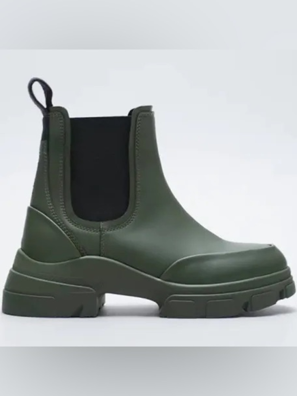 ZARA Green Rubberized Chunky Chelsea Ankle Boots EU 36 / US 6